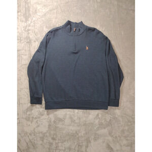 U.S. Polo ASSN. 1/4 Zip Dark Navy Blue Knit Sweater XL Cotton Poly Blend